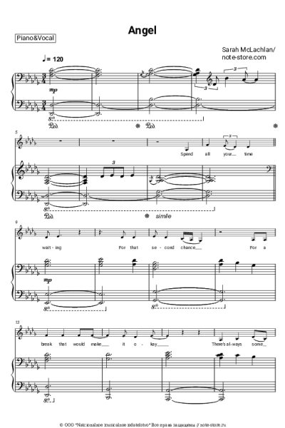 Ноты, аккорды Sarah McLachlan - Angel
