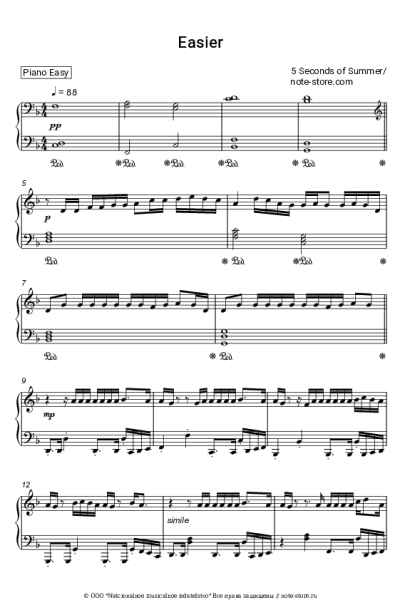 Ноты, аккорды 5 Seconds of Summer - Easier