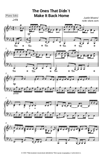 Ноты, аккорды Justin Moore - The Ones That Didn’t Make It Back Home