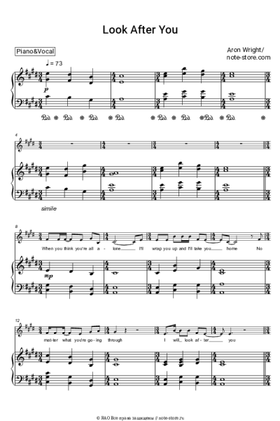Ноты, аккорды Aron Wright - Look After You