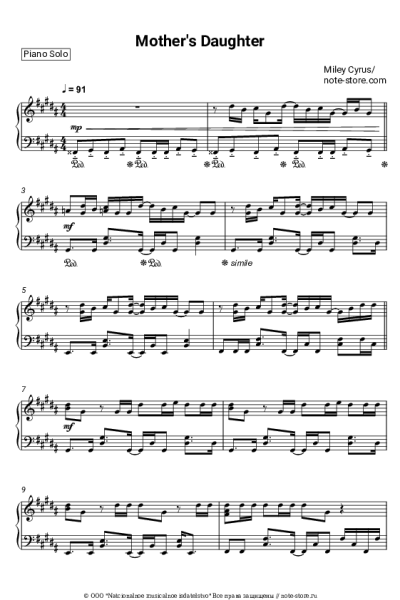 Ноты, аккорды Miley Cyrus - Mother's Daughter