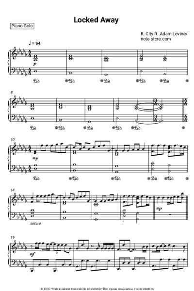 Ноты, аккорды R. City, Adam Levine - Locked Away