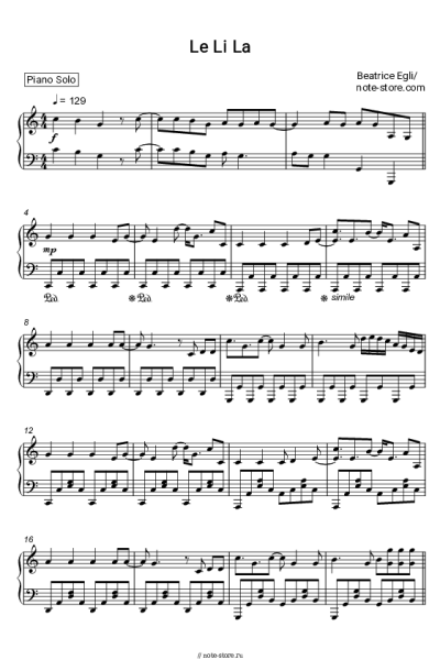 Ноты, аккорды Beatrice Egli - Le Li La