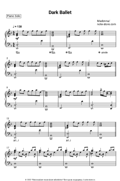 Ноты, аккорды Madonna - Dark Ballet