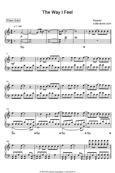 Ноты, аккорды Keane - The Way I Feel