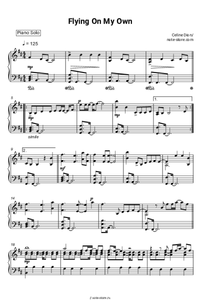 Ноты, аккорды Celine Dion - Flying On My Own