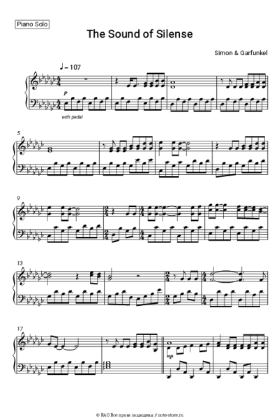 Ноты, аккорды Simon & Garfunkel - The Sound of Silence