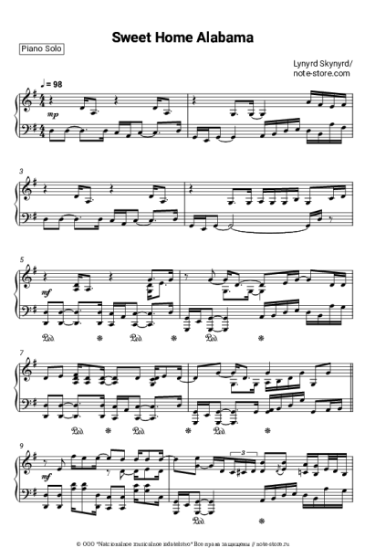 Ноты, аккорды Lynyrd Skynyrd - Sweet Home Alabama