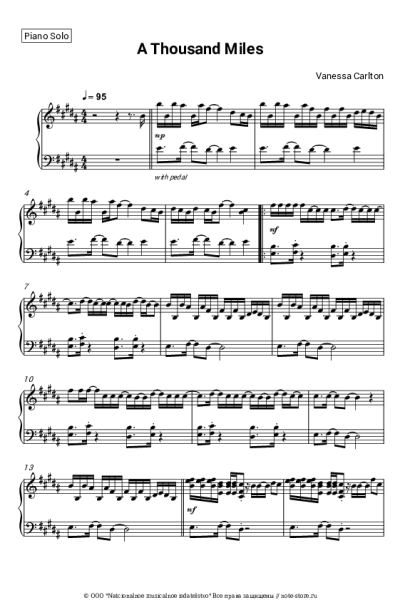 Ноты, аккорды Vanessa Carlton - A Thousand Miles