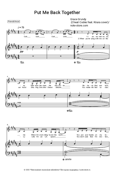 Ноты, аккорды Grace Grundy - Put Me Back Together