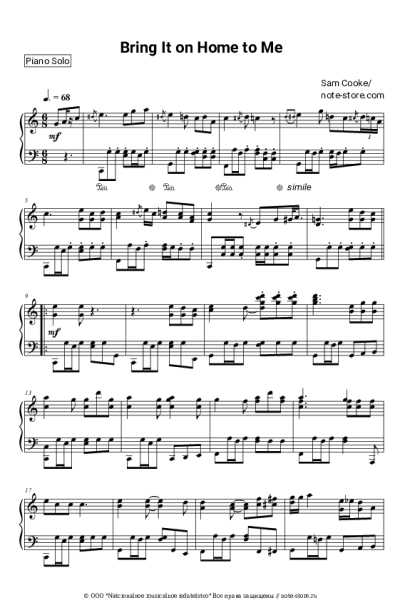 Ноты, аккорды Sam Cooke - Bring It On Home to Me