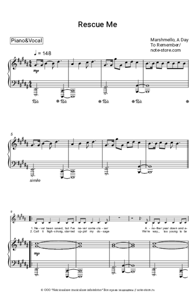 Ноты, аккорды Marshmello, A Day to Remember - Rescue Me