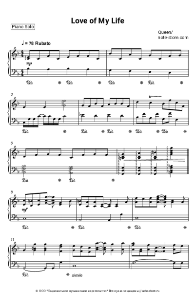 Ноты, аккорды Queen - Love of My Life