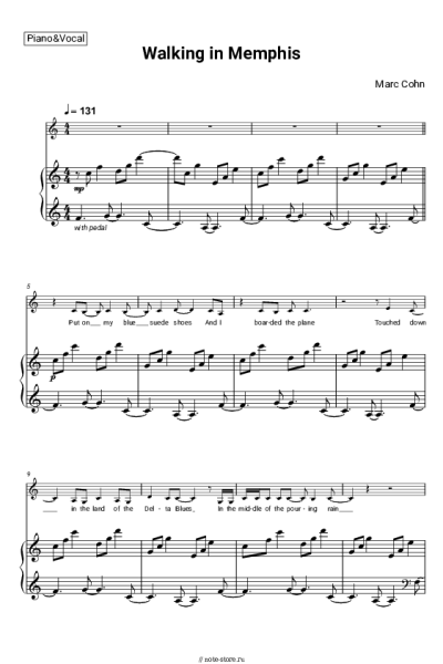 Ноты, аккорды Marc Cohn - Walking in Memphis