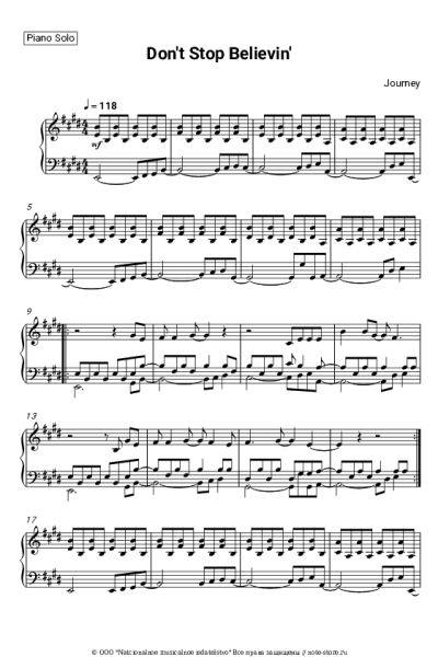 Ноты, аккорды Journey - Don't Stop Believin'