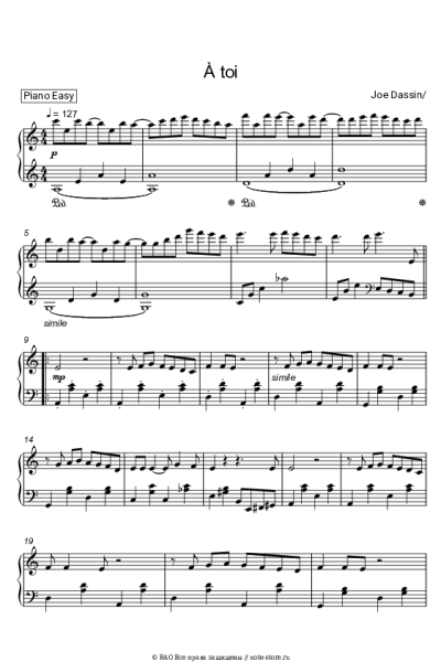 Ноты, аккорды Joe Dassin - À toi