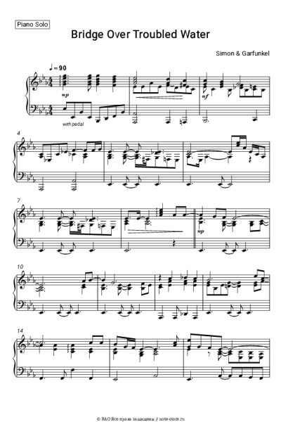 Ноты, аккорды Simon & Garfunkel - Bridge Over Troubled Water