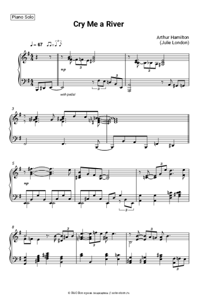 Ноты, аккорды Julie London - Cry Me a River