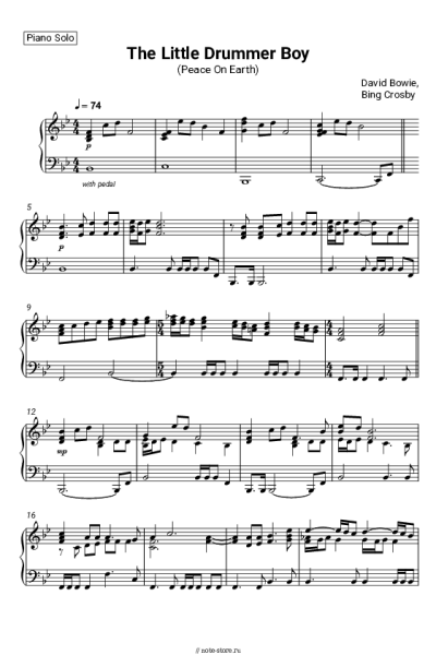Ноты, аккорды David Bowie, Bing Crosby - The Little Drummer Boy (Peace On Earth)