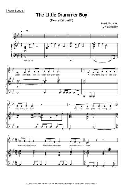Ноты, аккорды David Bowie, Bing Crosby - The Little Drummer Boy (Peace On Earth)