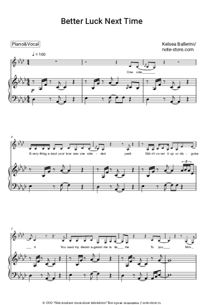 Ноты, аккорды Kelsea Ballerini - Better Luck Next Time