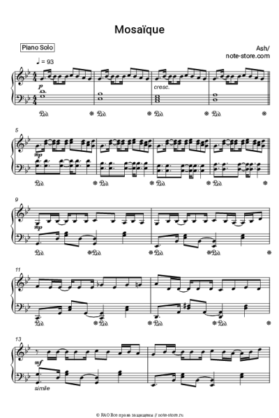 Ноты, аккорды Ash - Mosaique