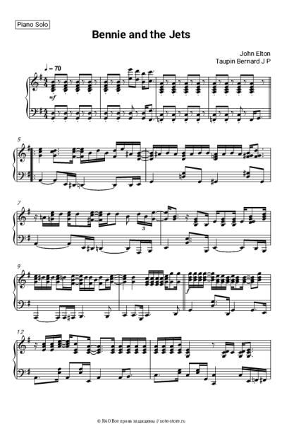 Ноты, аккорды Elton John - Bennie and the Jets