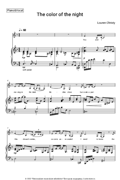 Ноты, аккорды Lauren Christy - The color of the night