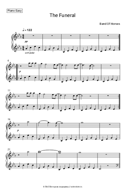 Ноты, аккорды Band of Horses - The Funeral