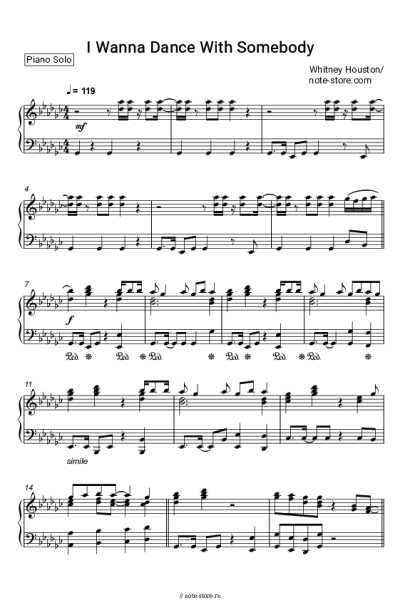 Ноты, аккорды Whitney Houston - I Wanna Dance With Somebody