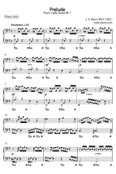 Ноты, аккорды Иоганн Себастьян Бах - Cello Suite No. 1 in G Major, BWV 1007: I. Prelude