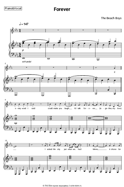 Ноты, аккорды The Beach Boys - Forever