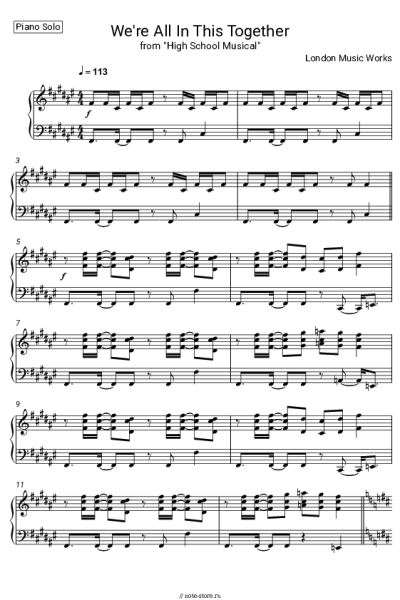 Ноты, аккорды London Music Works - We're All In This Together (From High School Musical)