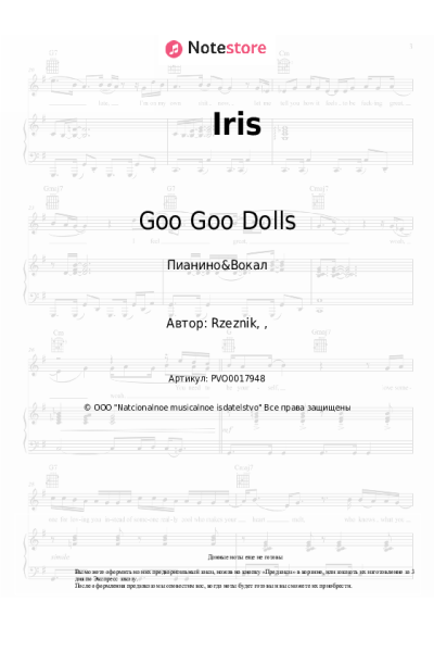 Ноты, аккорды The Goo Goo Dolls - Iris
