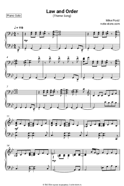 Ноты, аккорды Mike Post - Law and Order Theme Songs