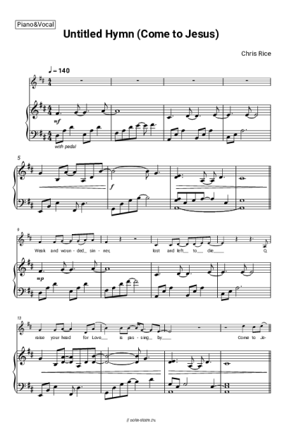 Ноты, аккорды Chris Rice - Untitled Hymn (Come to Jesus)