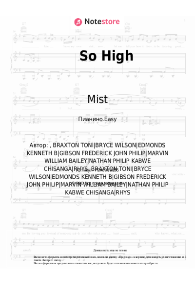 Ноты, аккорды Mist, Fredo - So High