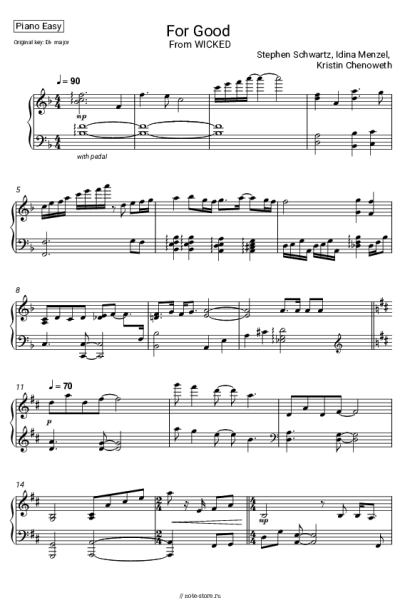 Ноты, аккорды Idina Menzel, Stephen Schwartz, Kristin Chenoweth - For Good (From WICKED)