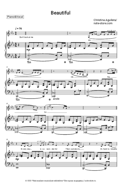 Ноты, аккорды Christina Aguilera - Beautiful