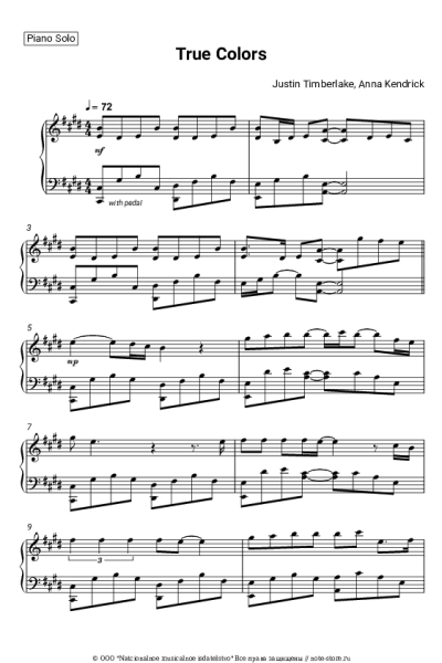 Ноты, аккорды Justin Timberlake, Anna Kendrick - True Colors