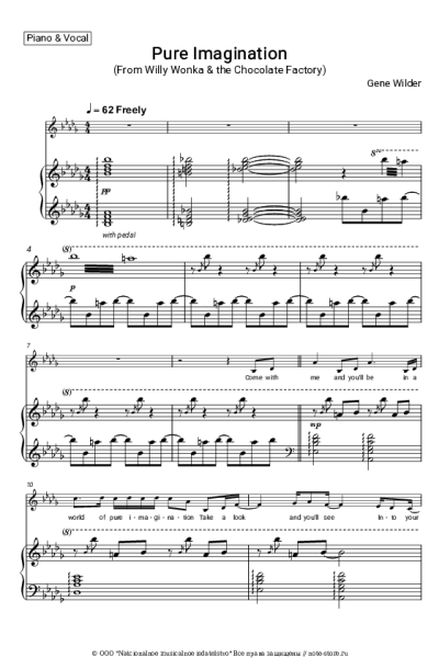 Ноты, аккорды Gene Wilder - Pure Imagination (From Willy Wonka & the Chocolate Factory)