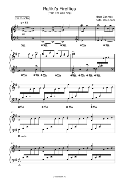 undefined Hans Zimmer - Rafiki's Fireflies (From The Lion King)