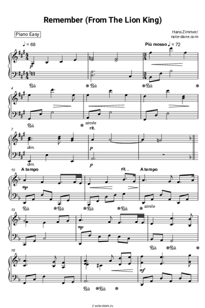 undefined Hans Zimmer, Lebo M. - Remember (From The Lion King)
