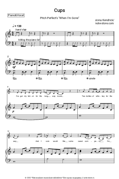 Ноты, аккорды Anna Kendrick - Cups (Pitch Perfect’s “When I’m Gone”)