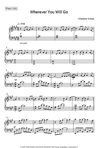 Ноты, аккорды Charlene Soraia - Wherever You Will Go