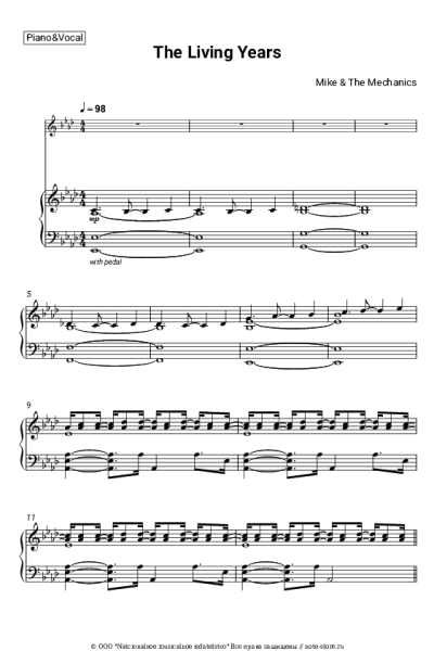 Ноты, аккорды Mike & The Mechanics - The Living Years