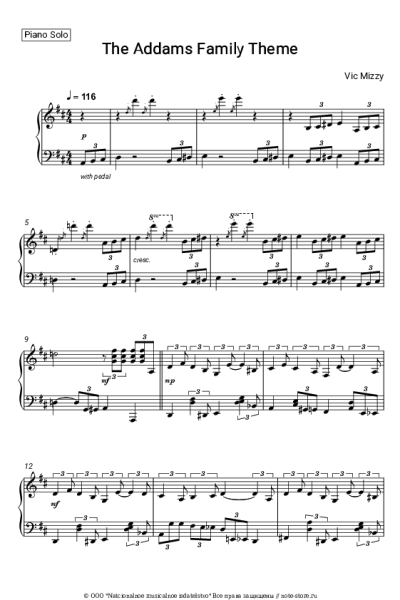 Ноты, аккорды Vic Mizzy - The Addams Family Theme