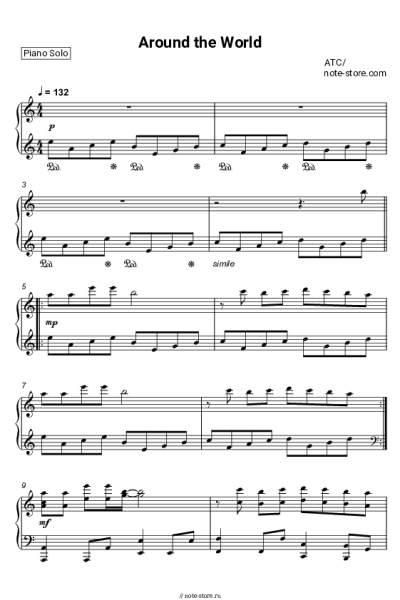 Ноты, аккорды ATC - All Around The World (la la la la la la la la)