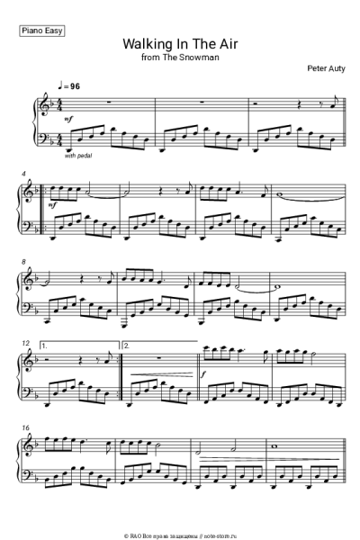 Ноты, аккорды Peter Auty, Howard Blake - Walking in the Air (from 'The Snowman')