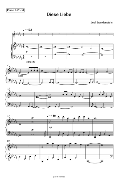 Ноты, аккорды Joel Brandenstein - Diese Liebe